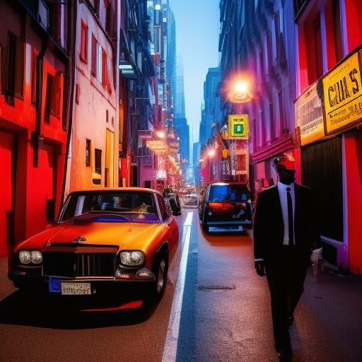 Gangster Portrait with Neon Lighting in Zoot Suit