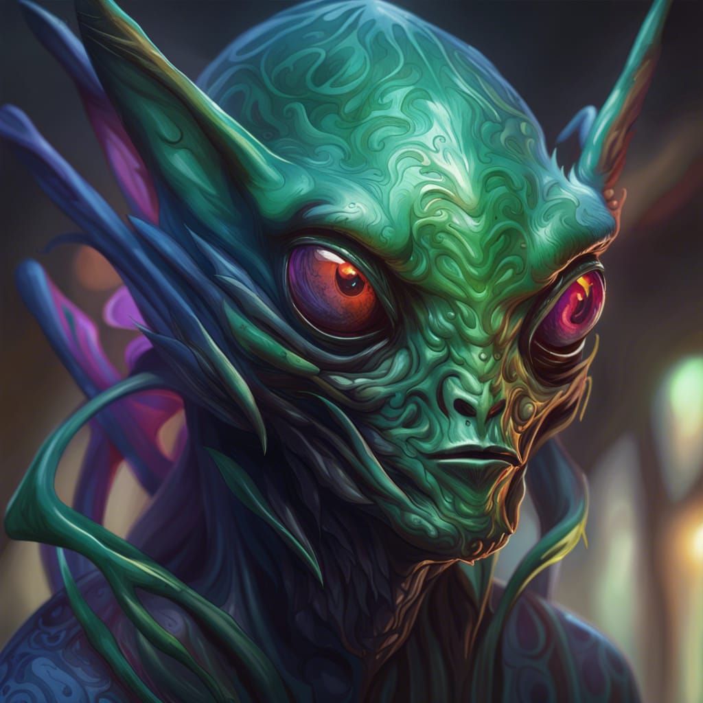 Eldritch Grasshopper Alien Portrait in Unreal Engine 5