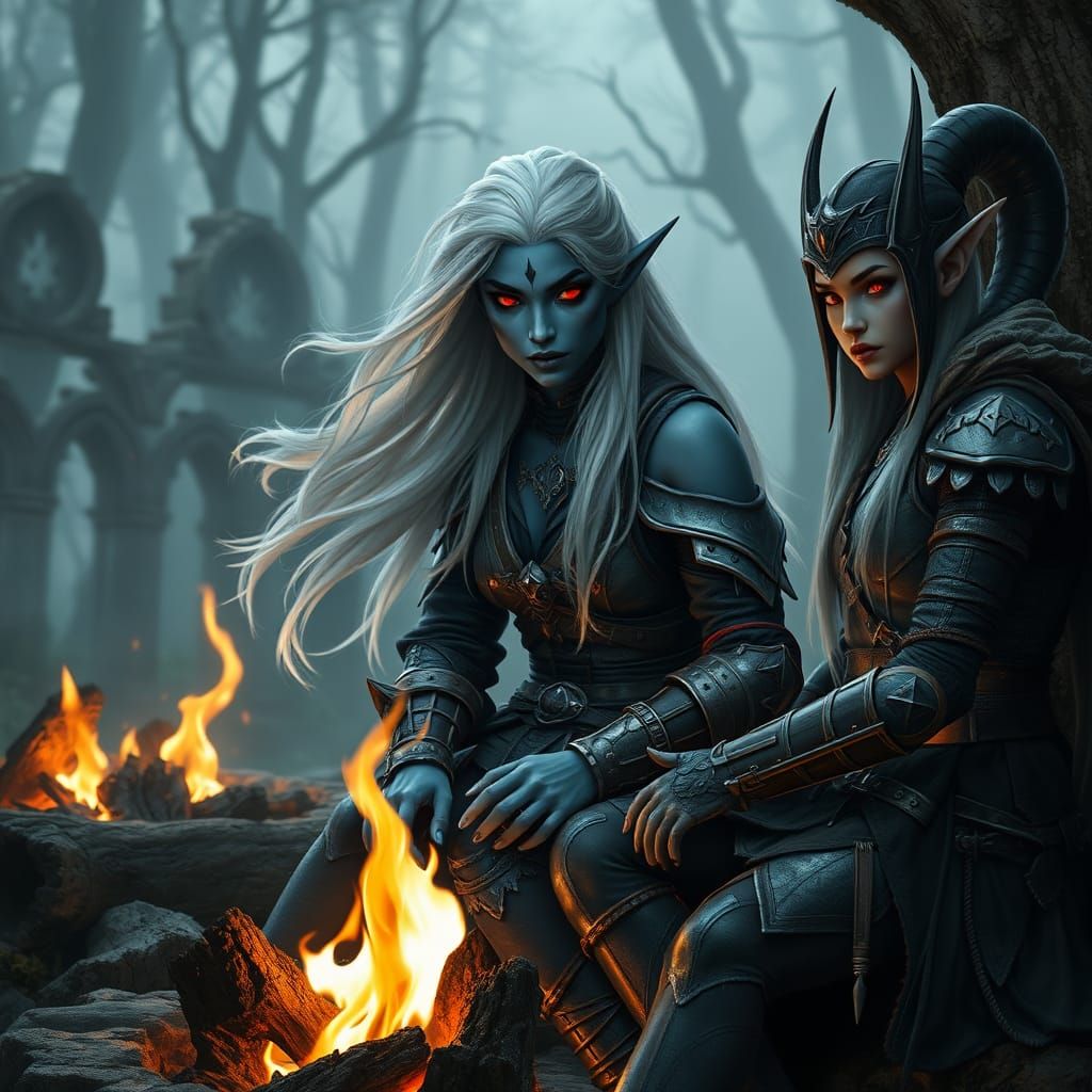 Mysterious Drow Warrior Goddess of the Dark Forest