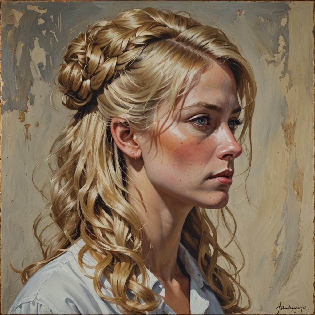 Blonde Hairdo as Oil Painting by James Gurney