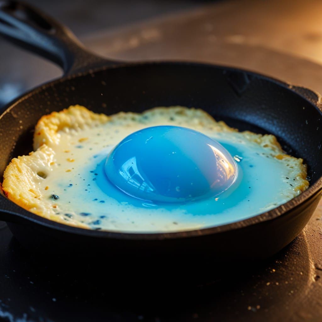 Fried Blue Alien Egg Close Up Macro Photo