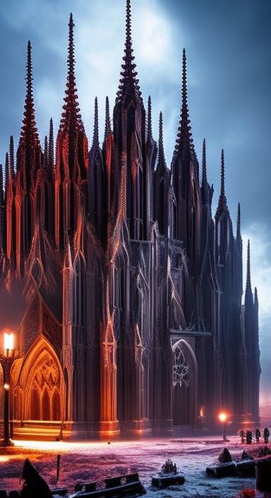 Gothic Church on Ice Mountain, Digital Matte Painting