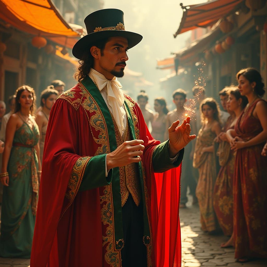 The Magician Tarot Card in Art Nouveau Style