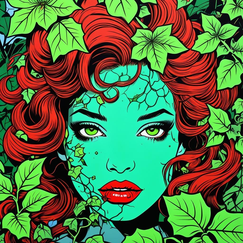 Poison Ivy Pop Art Portrait in City Street