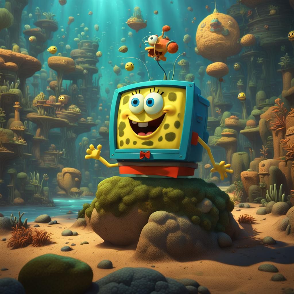 SpongeBob Makes a Child Happy: Detailed Matte Painting