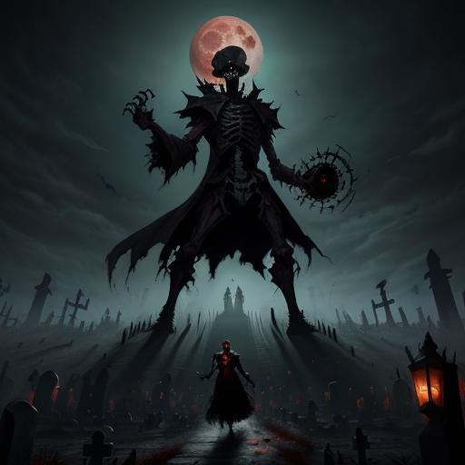Eerie Halloween Skeletons Rise Under Blood Moon