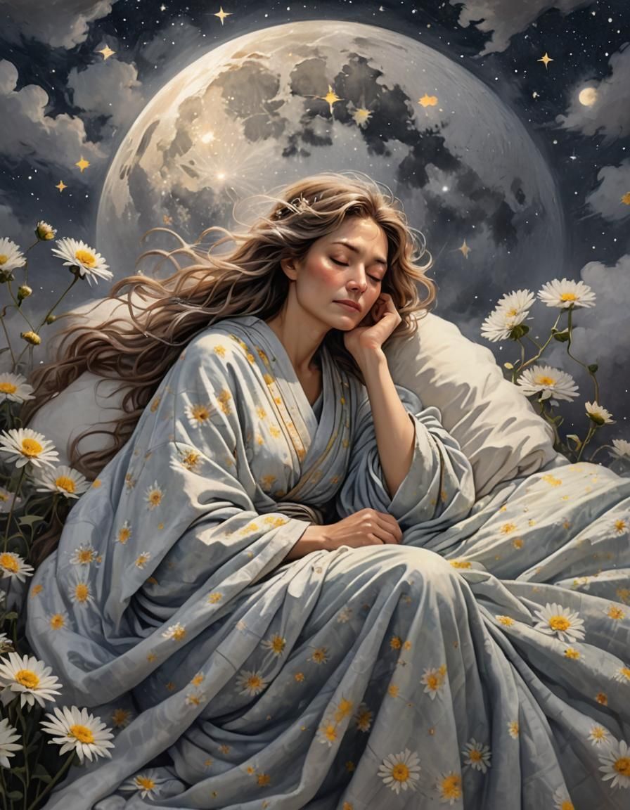Dreamy Slumber: Woman in Starry Expanse