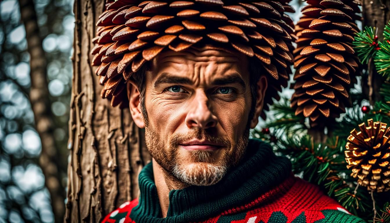 Chris Pine in Pine Cone Hat and Sweater
