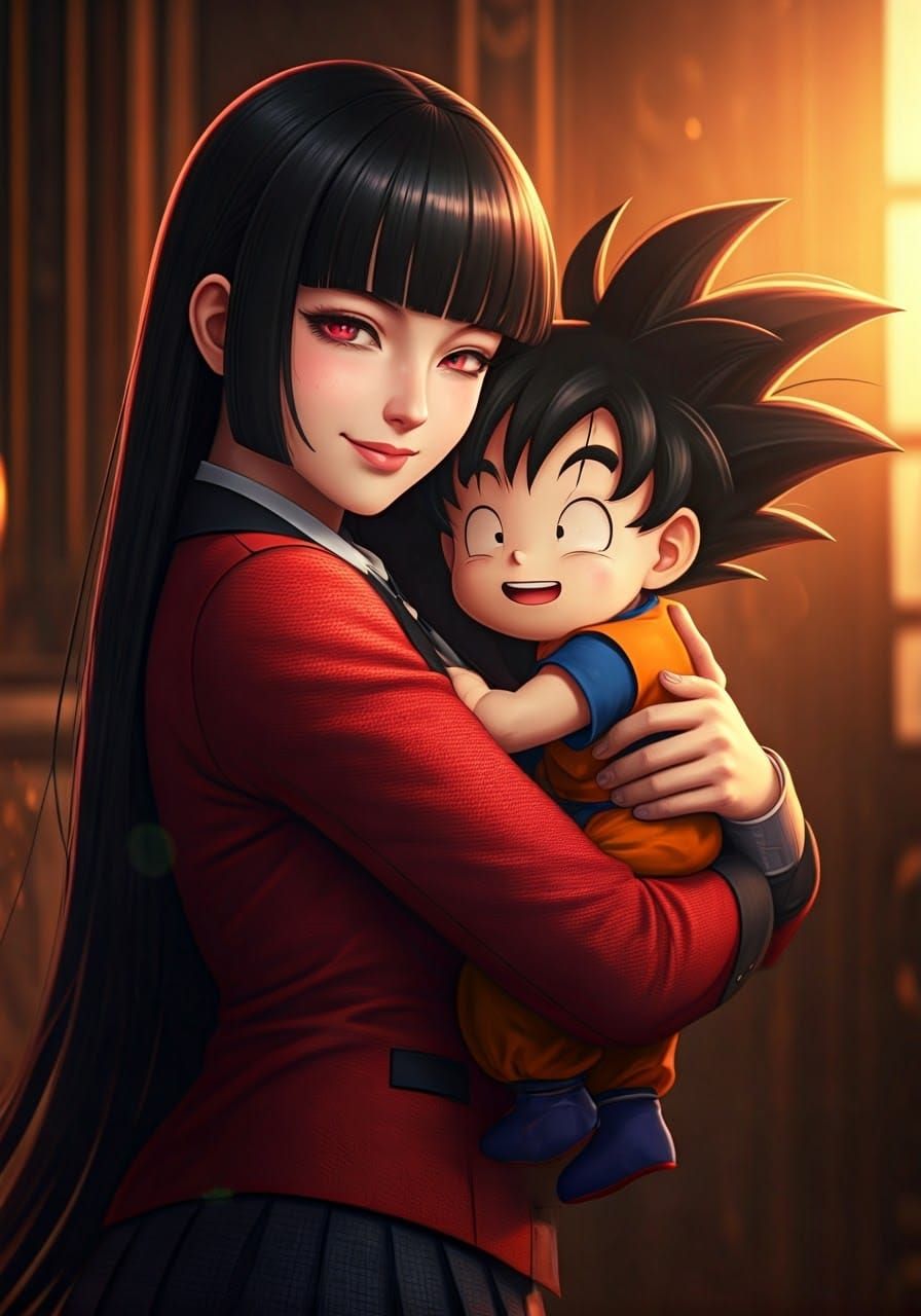 Jabami Yumeko and Goku: A Photorealistic Film Still