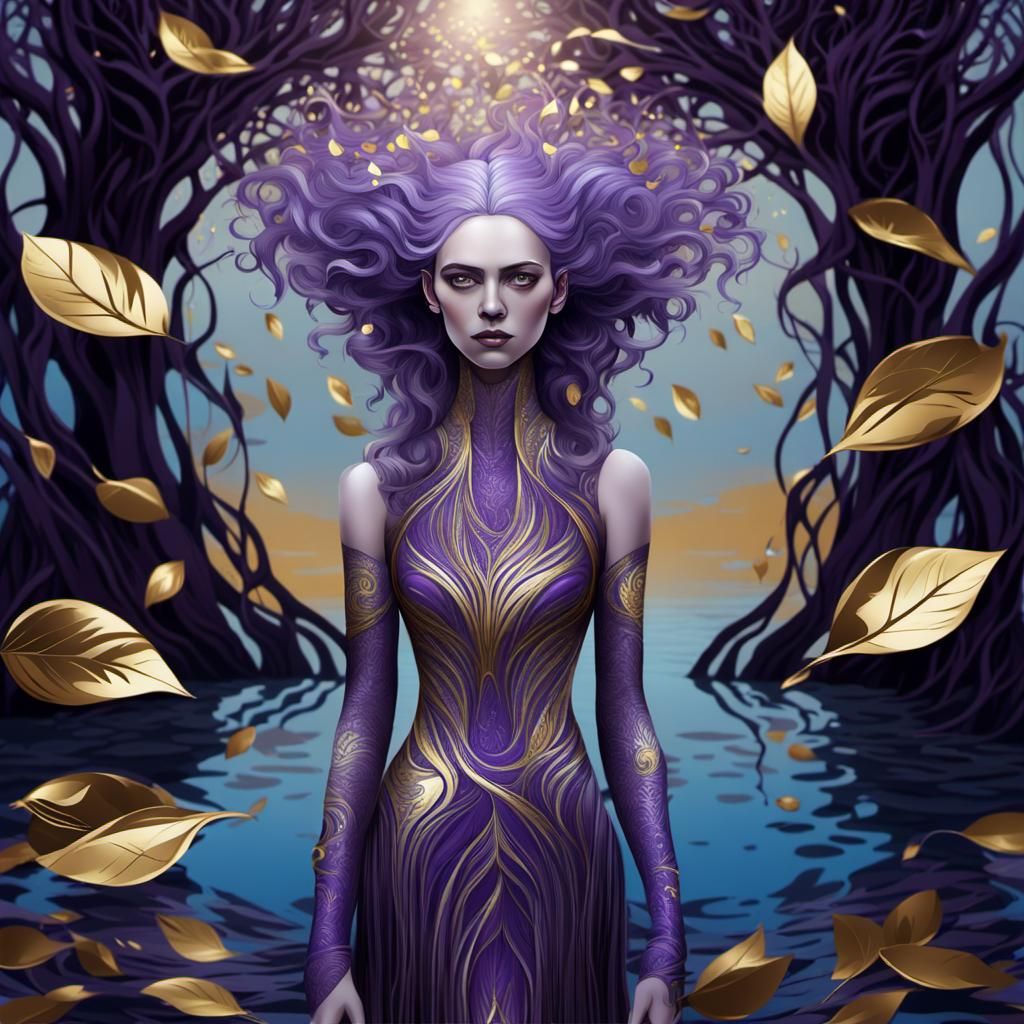 Purple Hair Fae Queen in Surreal Style