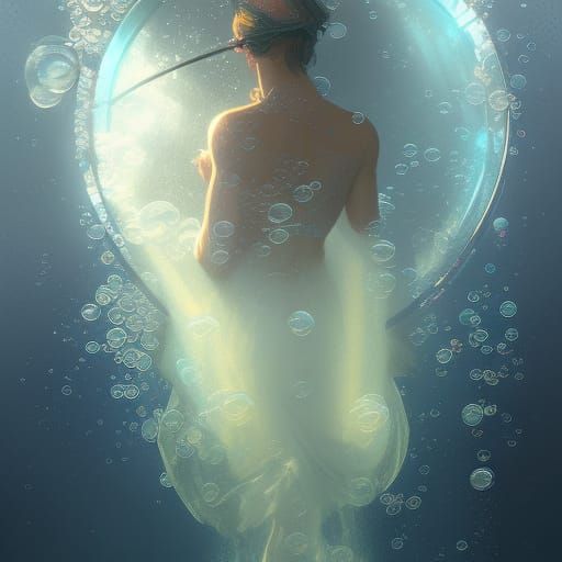 Underwater Bubble Man, Hyperdetailed Concept Art