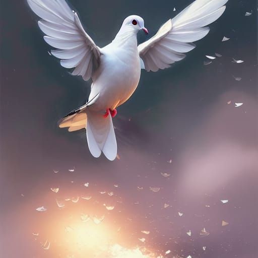 Crystalline Tear: Dove in Fantasy Art Style