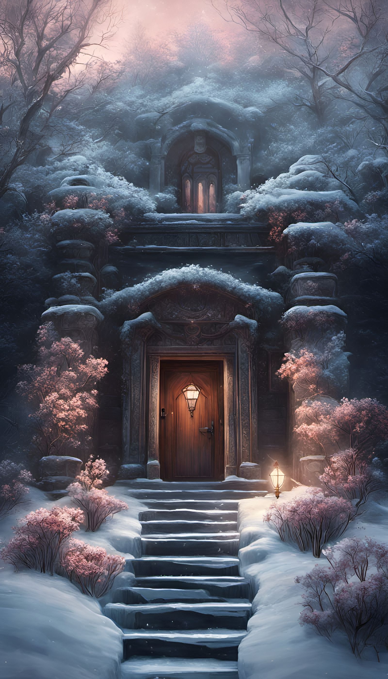 Ethereal Winter Flowers Carved in Ice