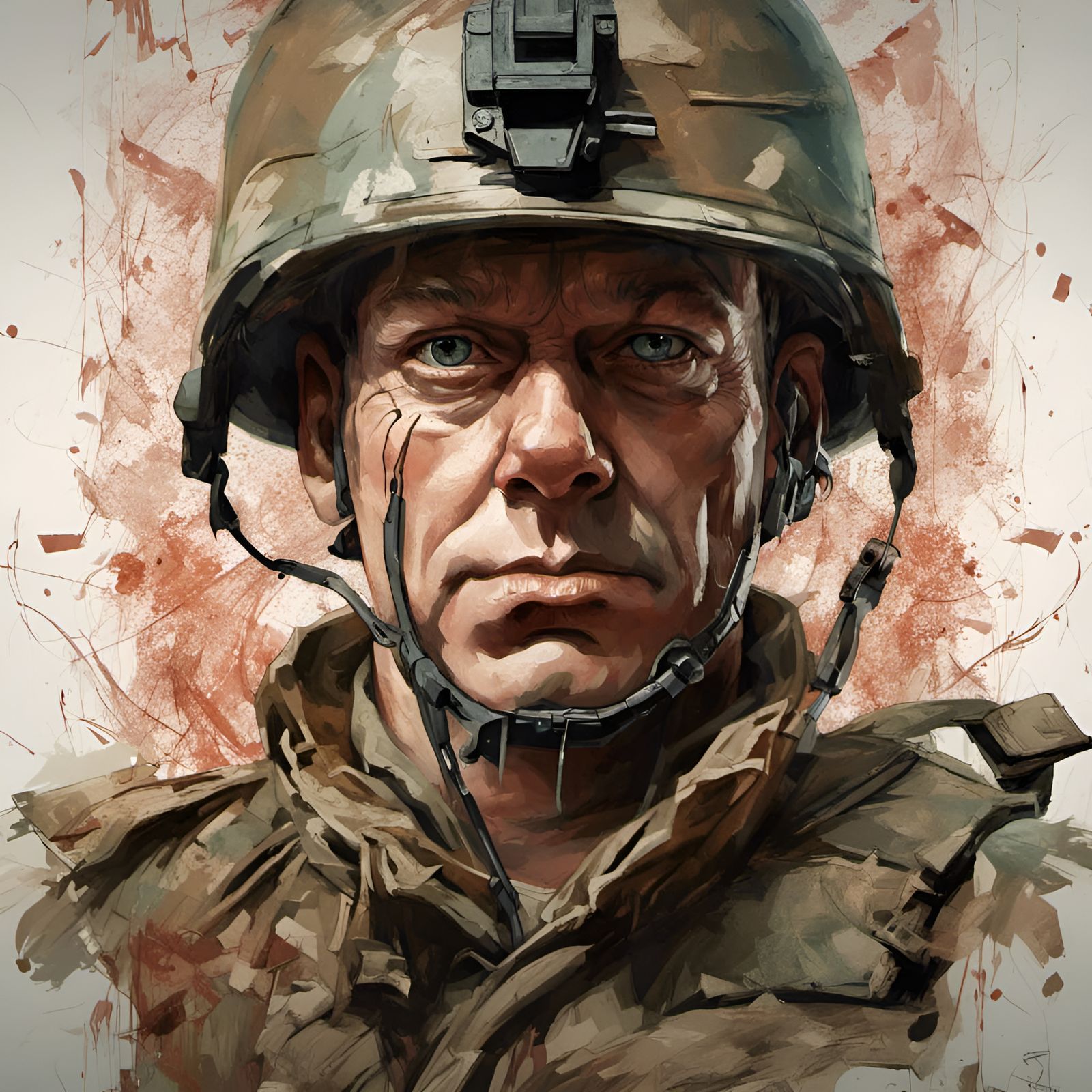 Soldier Comedian Portrait in Digital Illustration Style