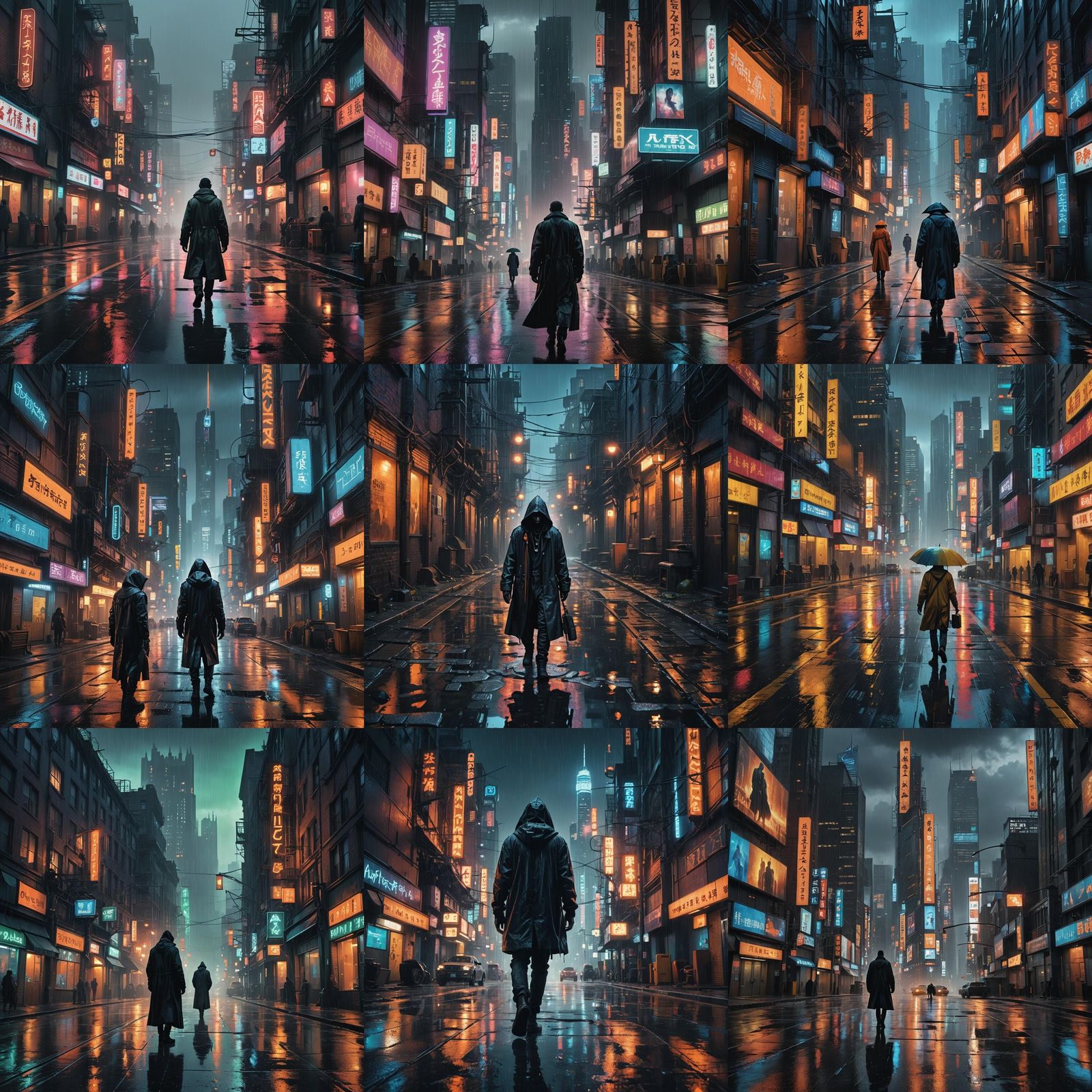 Rainy Dystopian City: Detailed Matte Painting