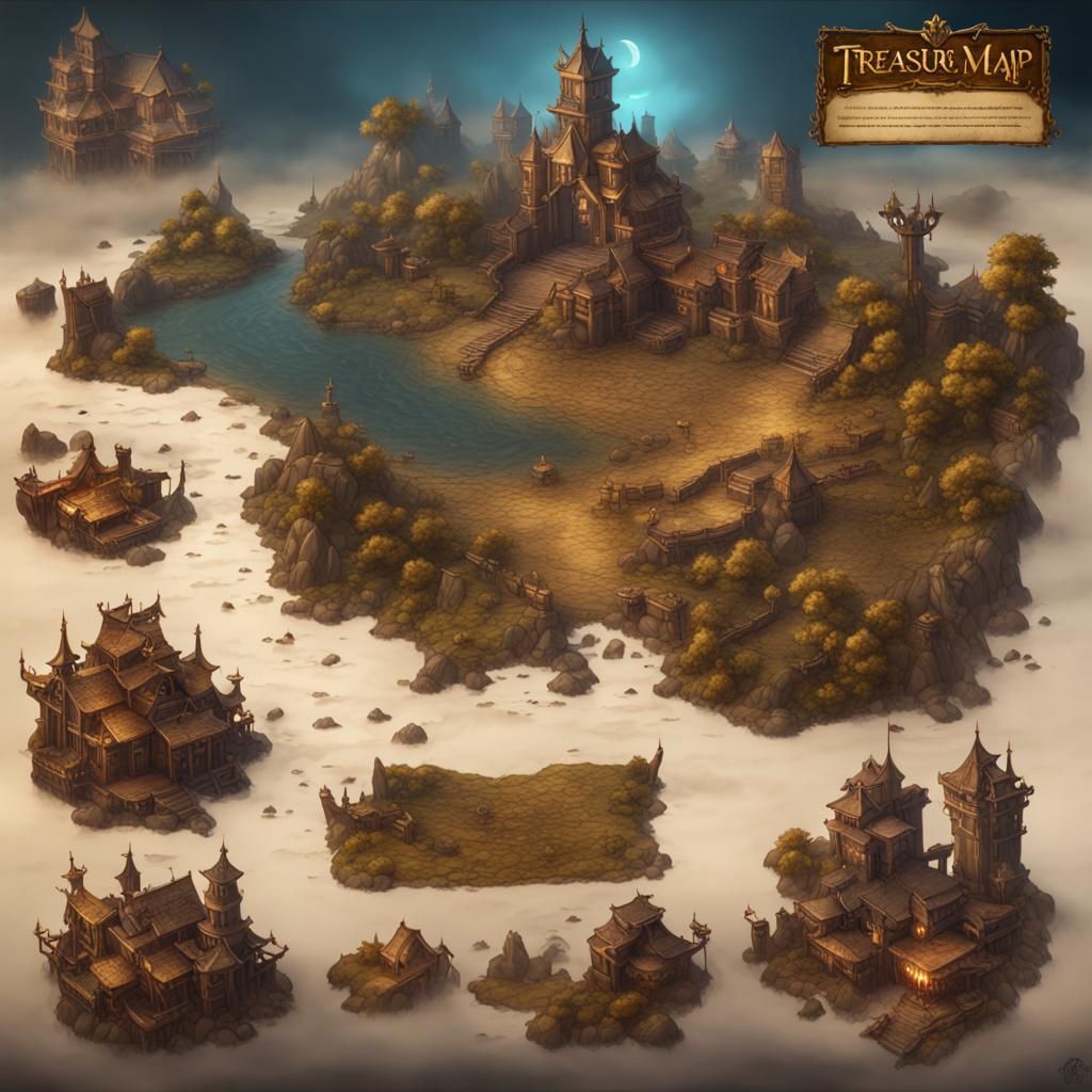 Fantasy Treasure Map in Detailed Matte Painting
