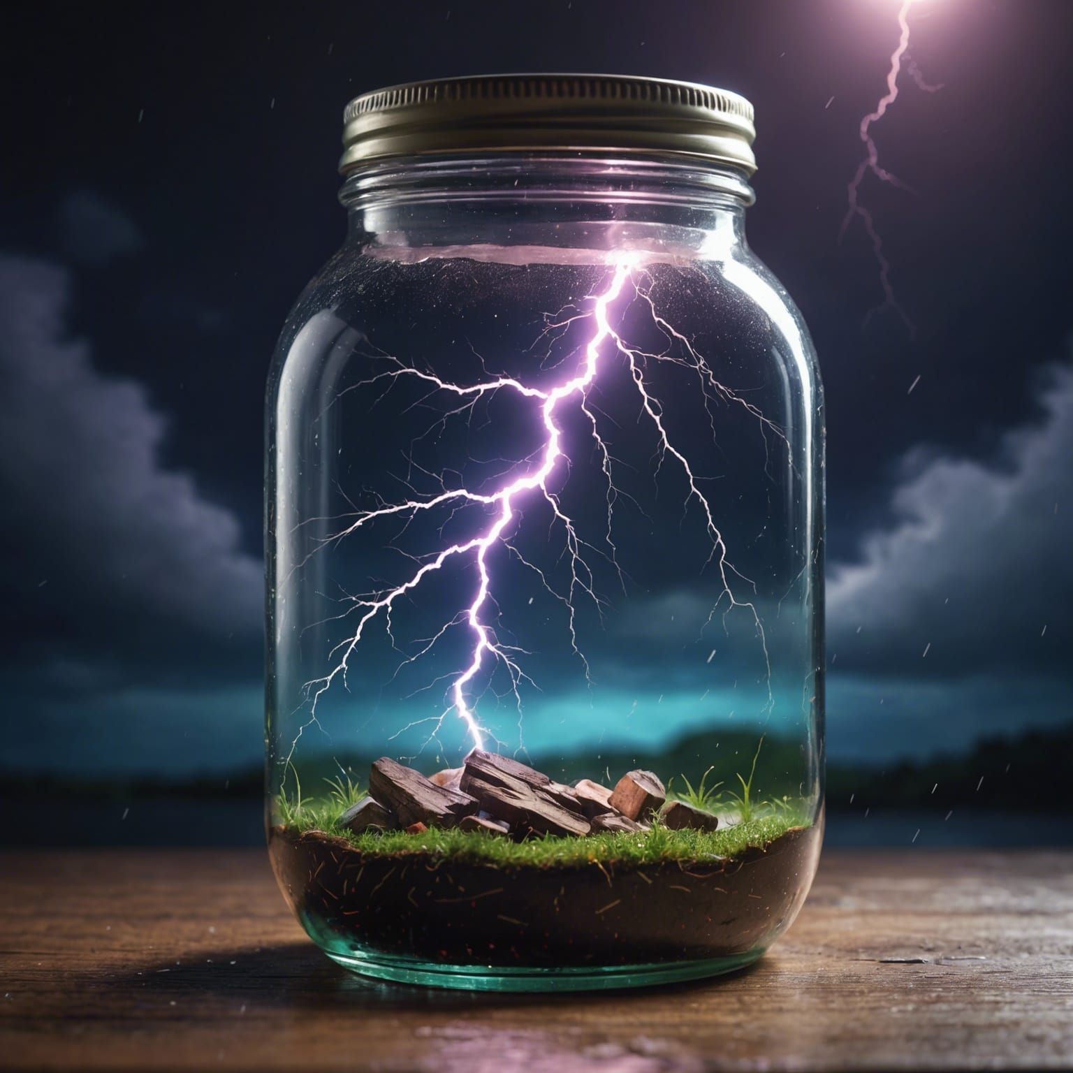 Hyperrealistic Lightning Storm in a Jar