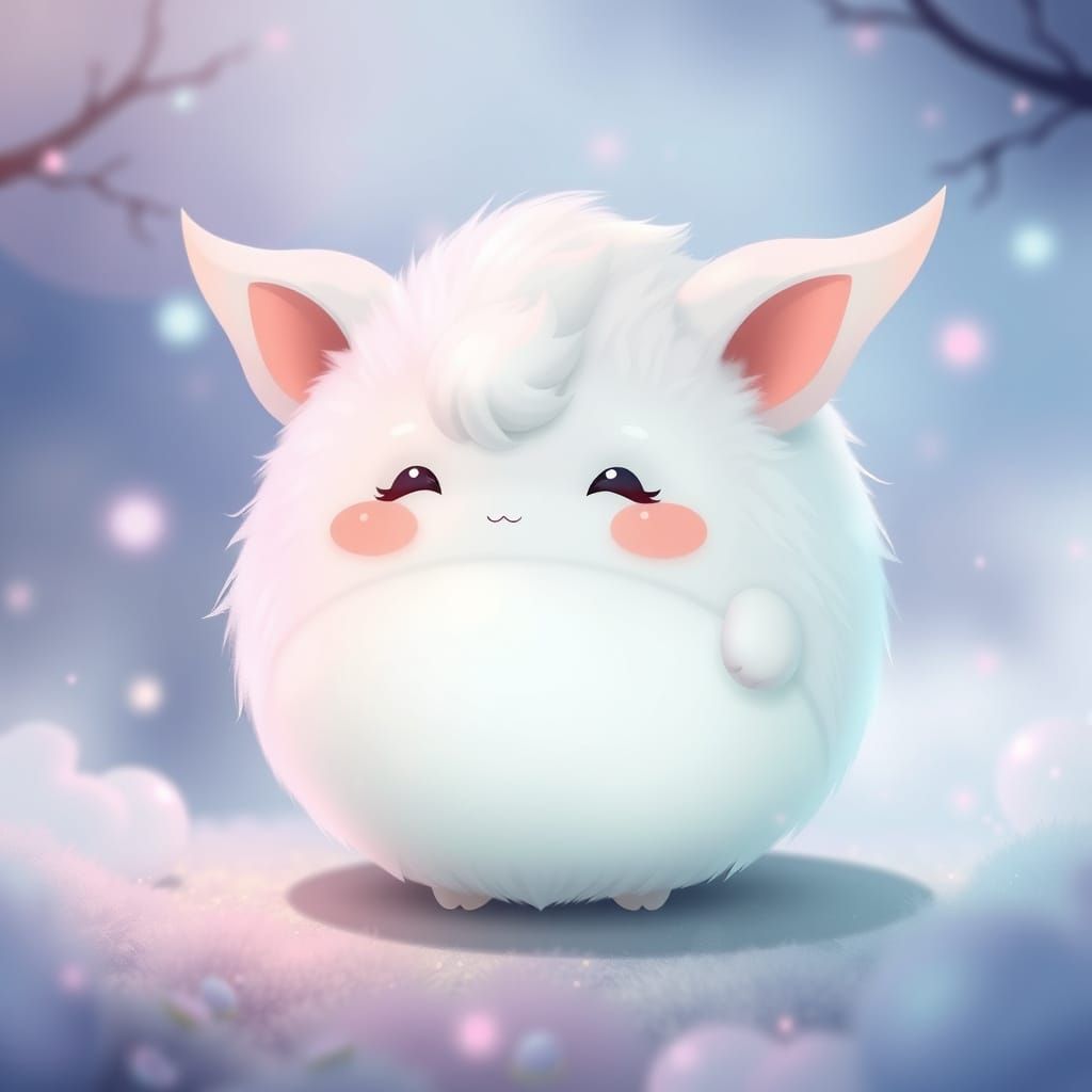 Fluffy Elemental Spirit Pet in Whimsical Style