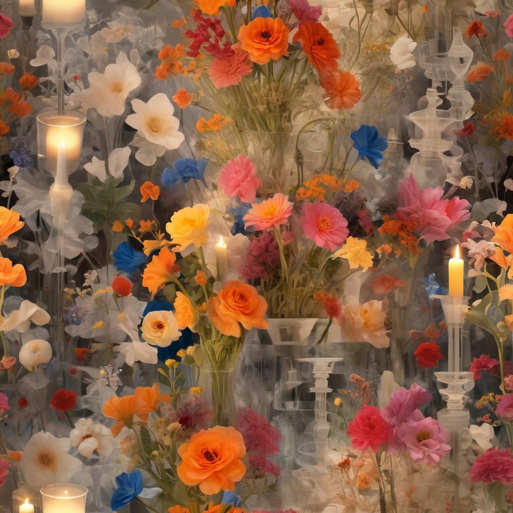 X-Ray of Floral Arrangement in Digital Art Style