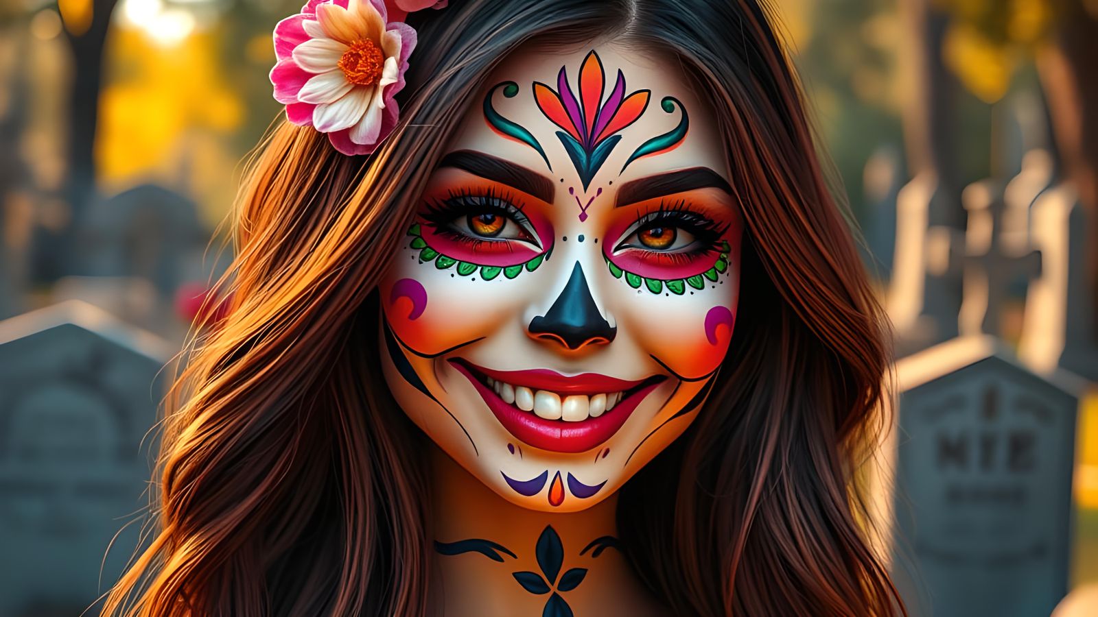 Latina Woman with Day of the Dead Face Paint