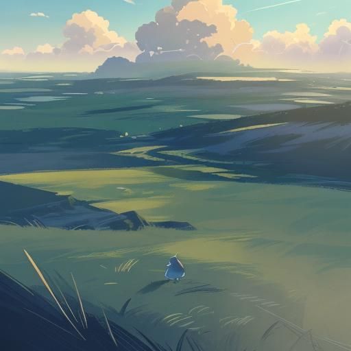 Manga Landscape with Cel-Shaded Colors