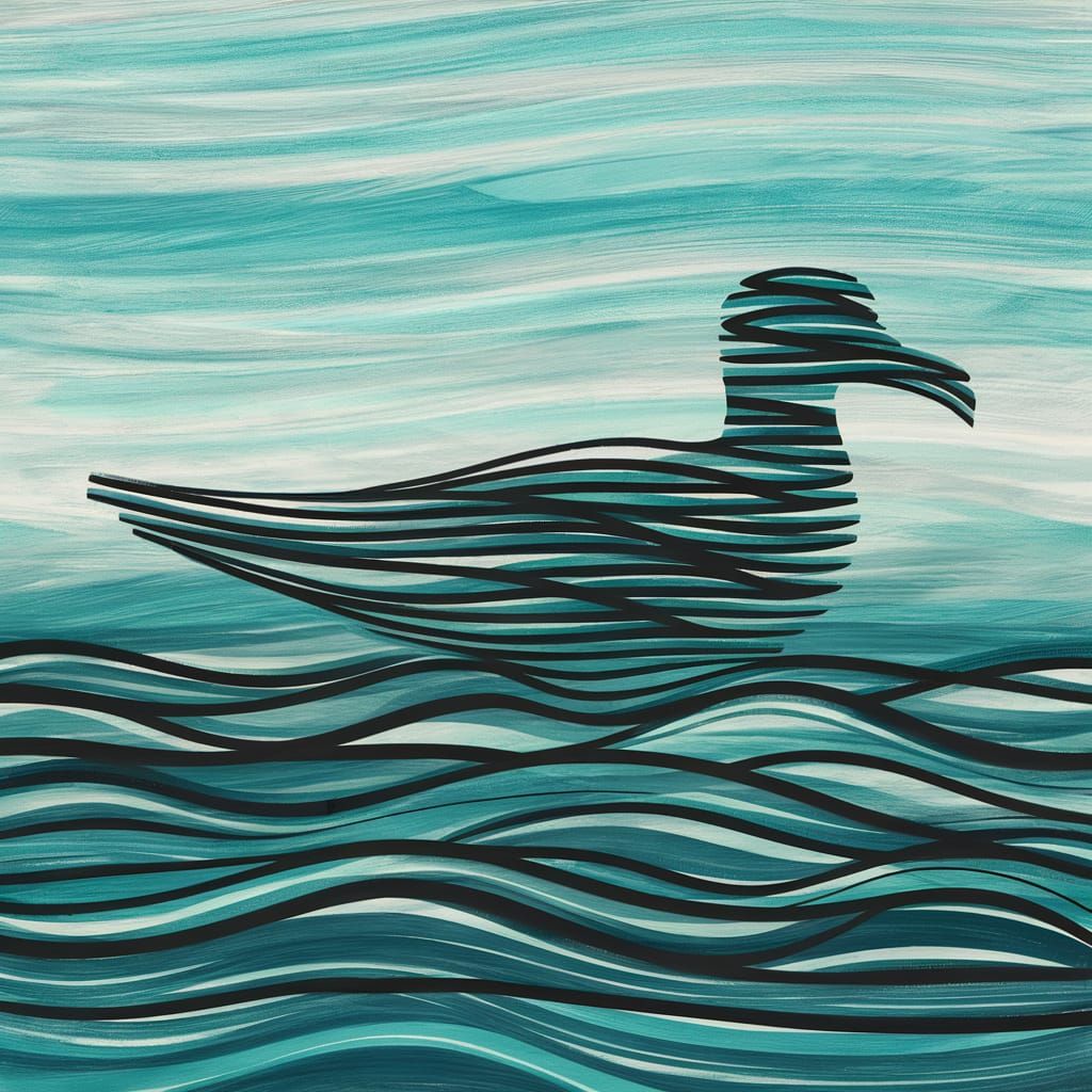 Abstract Seagull in Flight: Serene Line Art