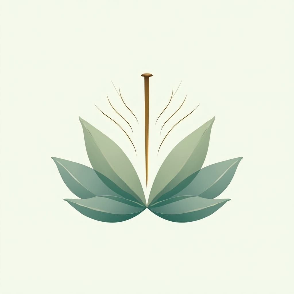 Acupuncture Clinic Logo: Needle and Lotus Flower