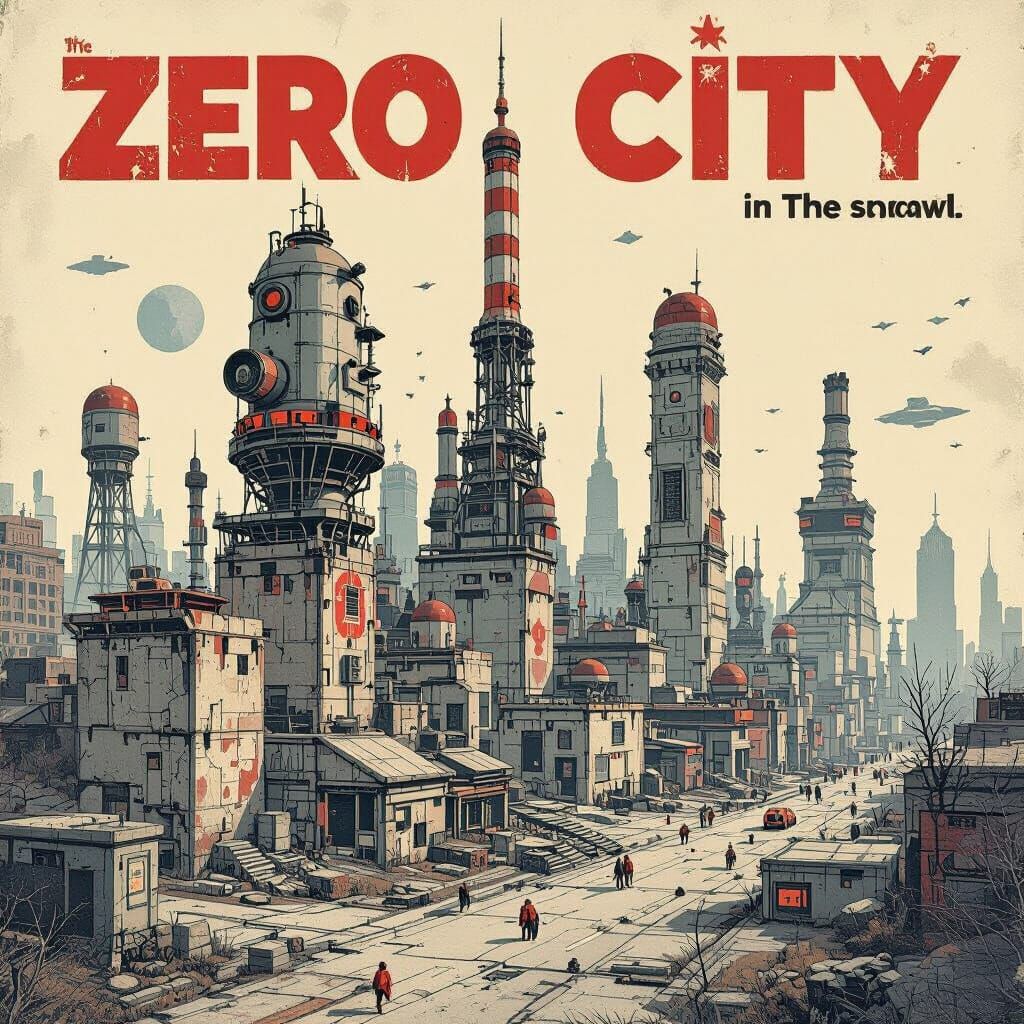 Retro-Futuristic Cityscape in Belgian Art Deco Style