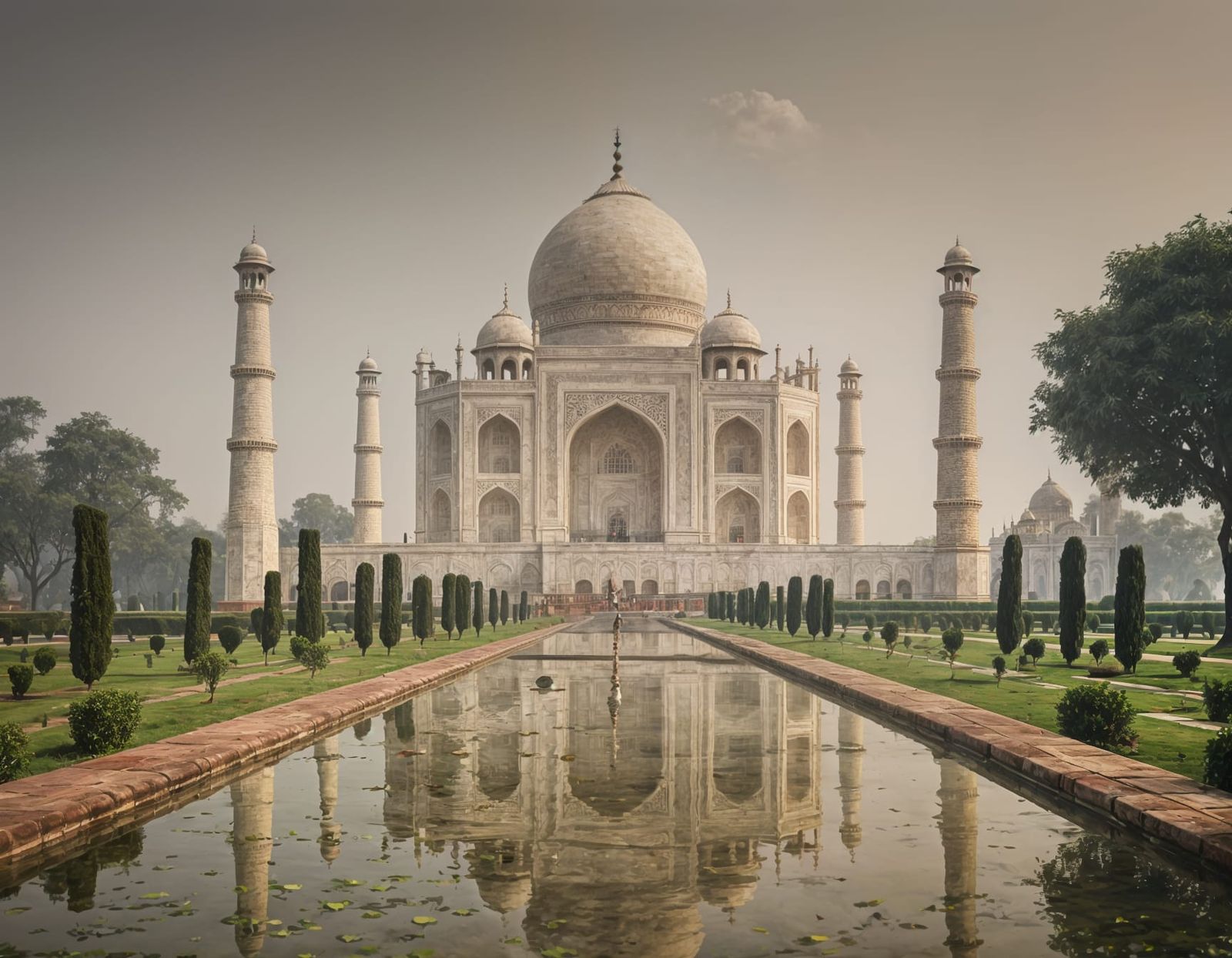 Taj Mahal: Serene Reflections in Muted Light