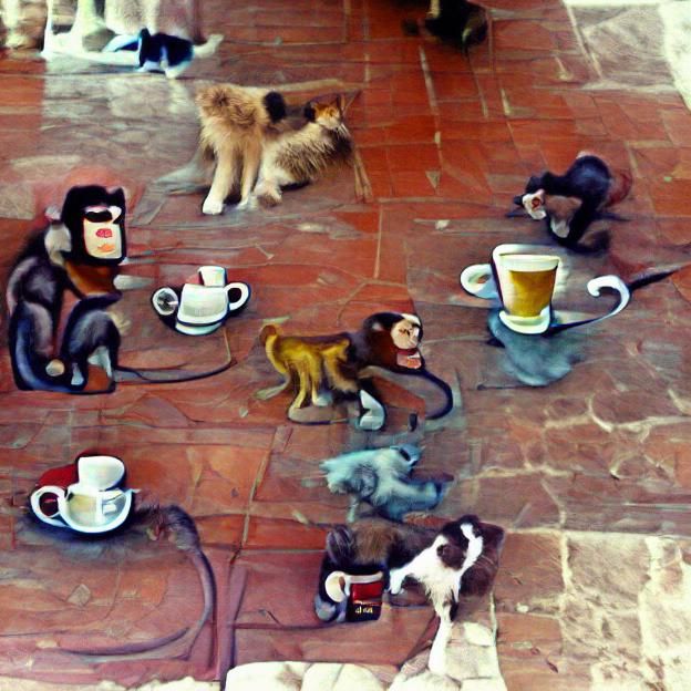Animals Drinking Coffee Together