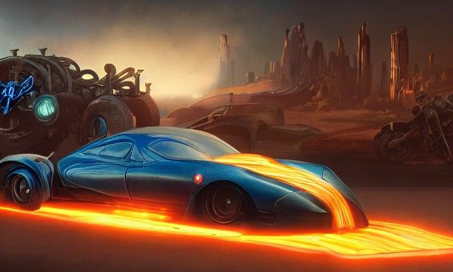 Cyberpunk Harley Davidson in Future Showroom