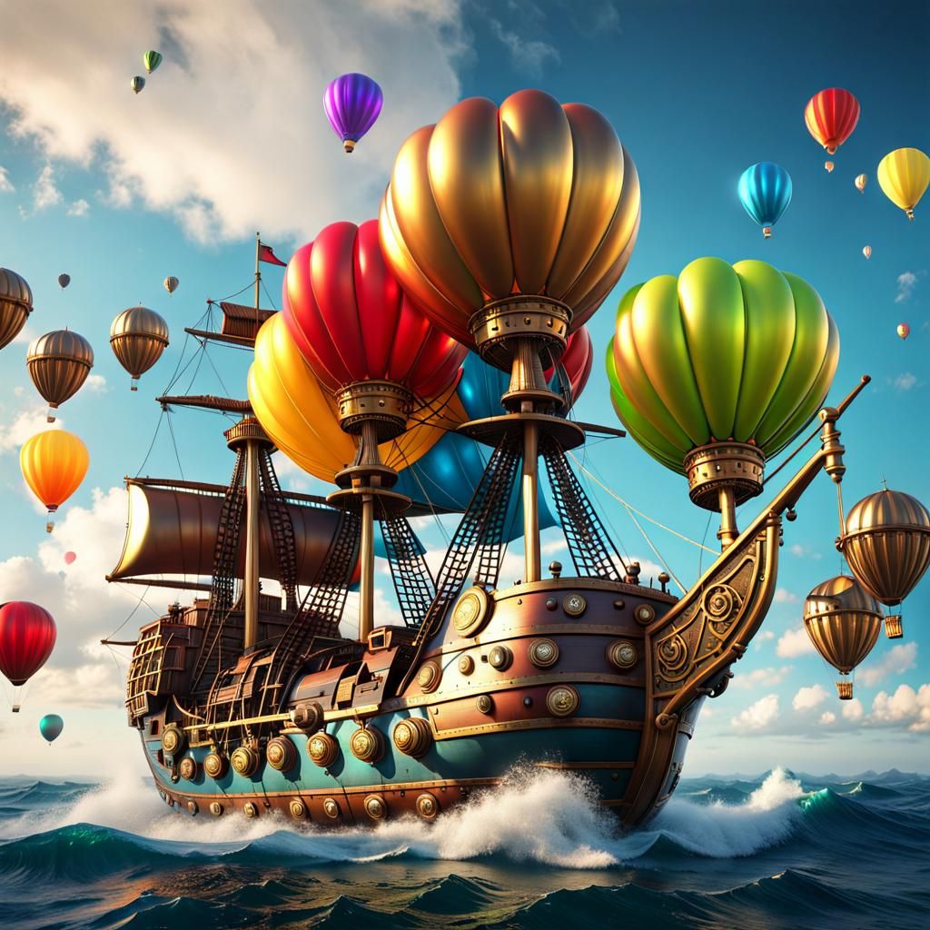(steampunk aeroship (sails and flys)