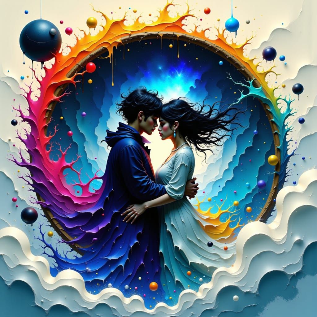 Couple Harnessing Elements in Cyberpunk Style