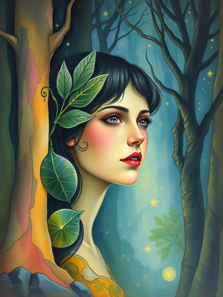 Mystic Aether Enchantress in Whimsical Watercolors