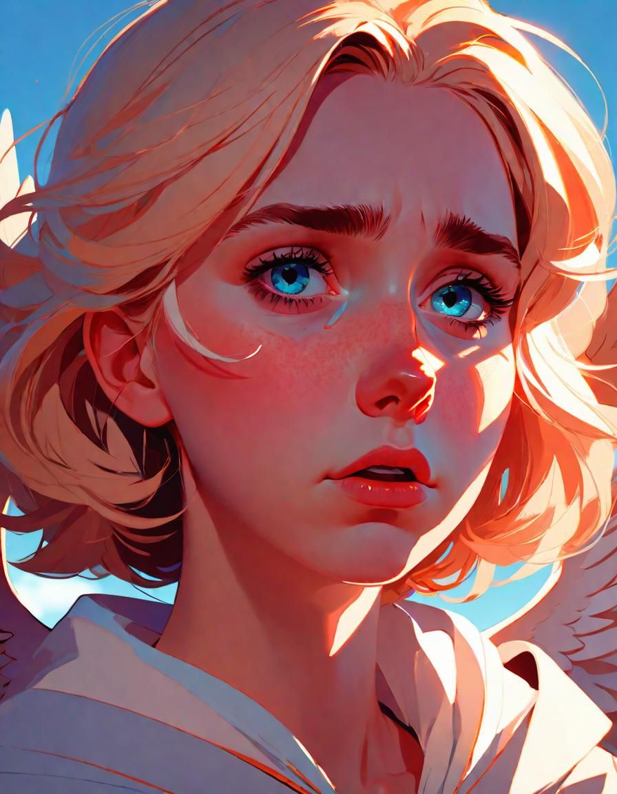 Crying Angel: High Contrast Anime Portrait