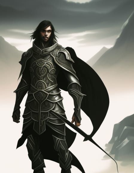 Hyperdetailed Black Knight in Dark Fantasy Art Style