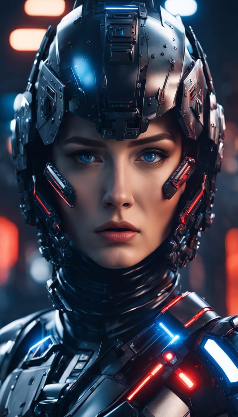 Cyberpunk Goddess in Futuristic Armor