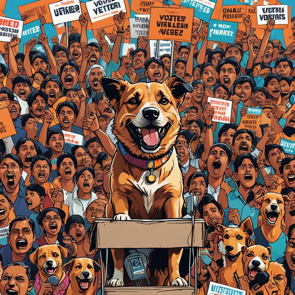 Humorous Indian Meme Art: Empty Rally, Chaotic Polling