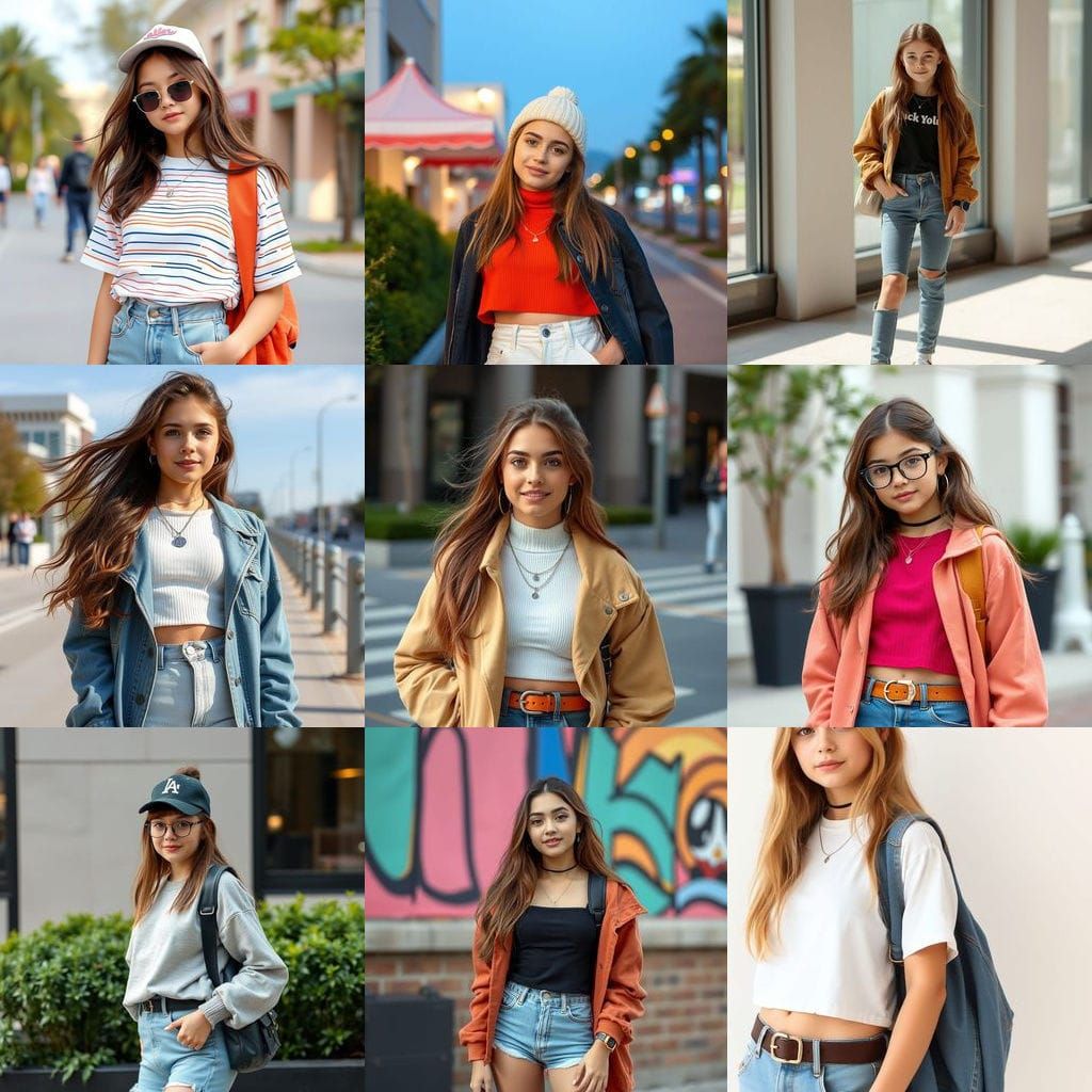 A teenage girl In trending outfit