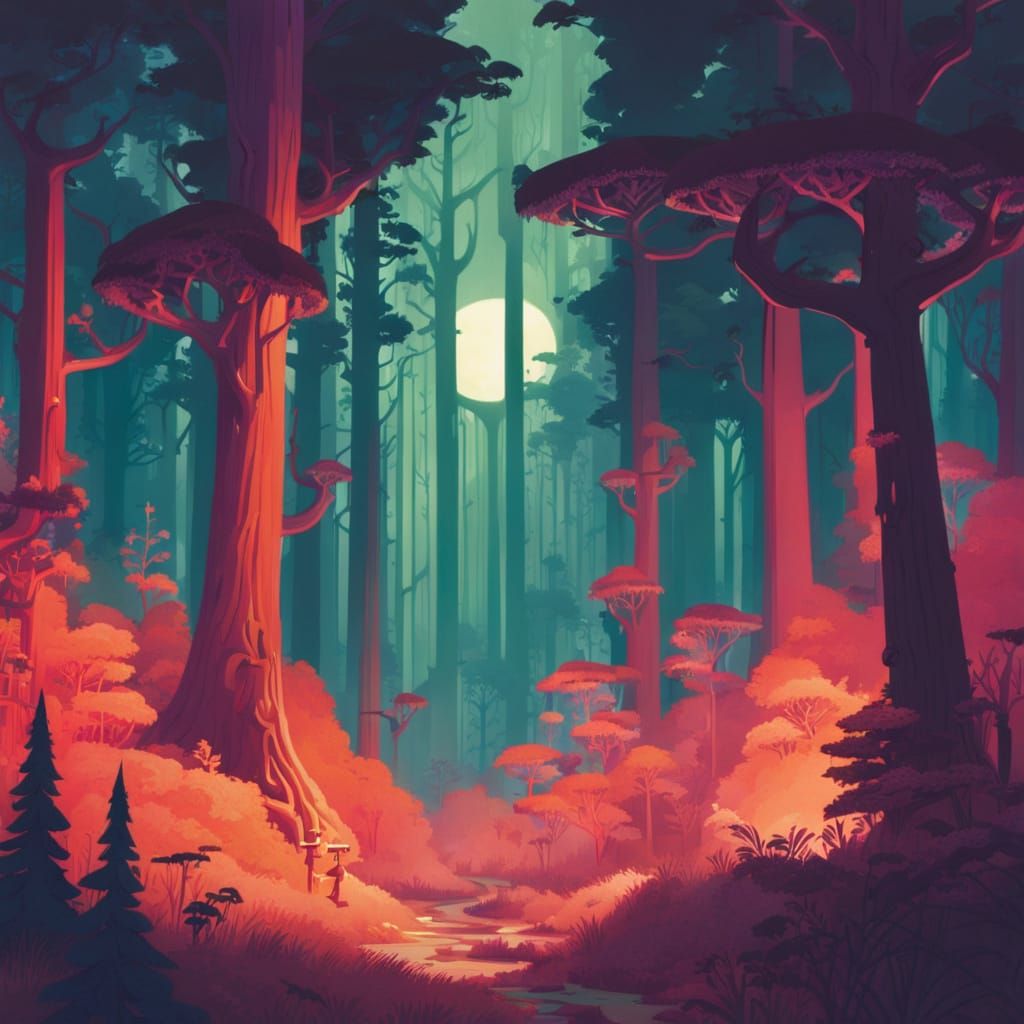Whimsical Horror Forest in a Dreamlike Aesthetic