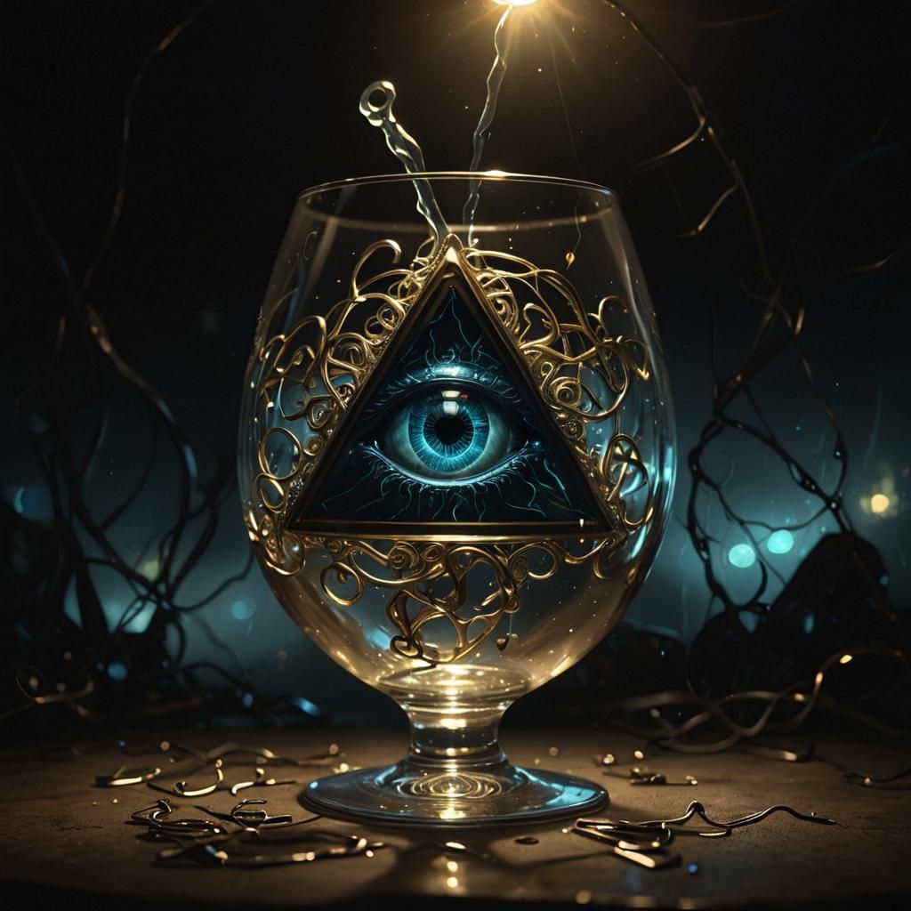 Glowing Glass Eye Brain in Dark Fantasy Illustration