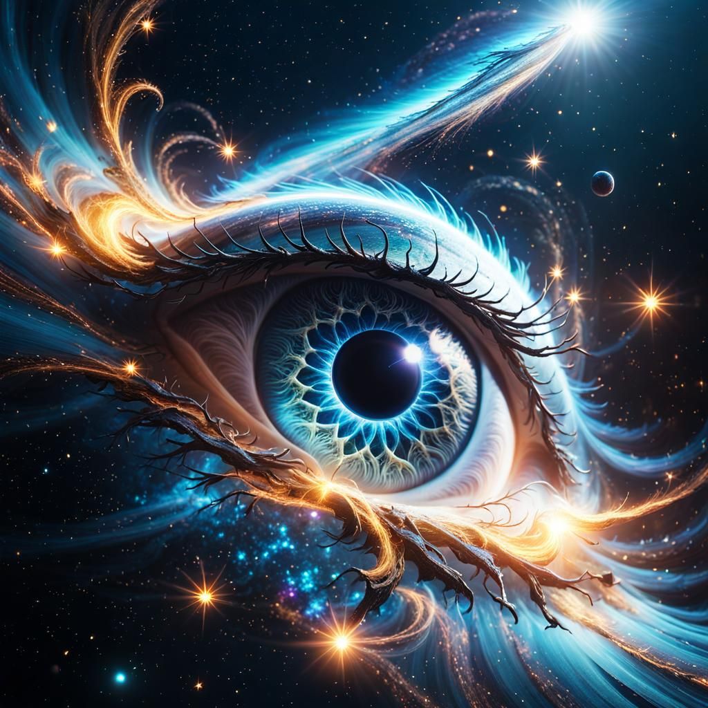 Swirling Star-Filled Galaxy Eye in Fantasy Style