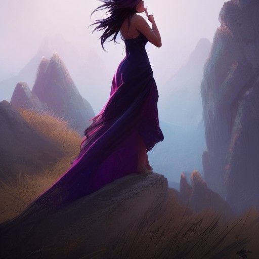 Princess on Cliff: Hyperdetailed Concept Art