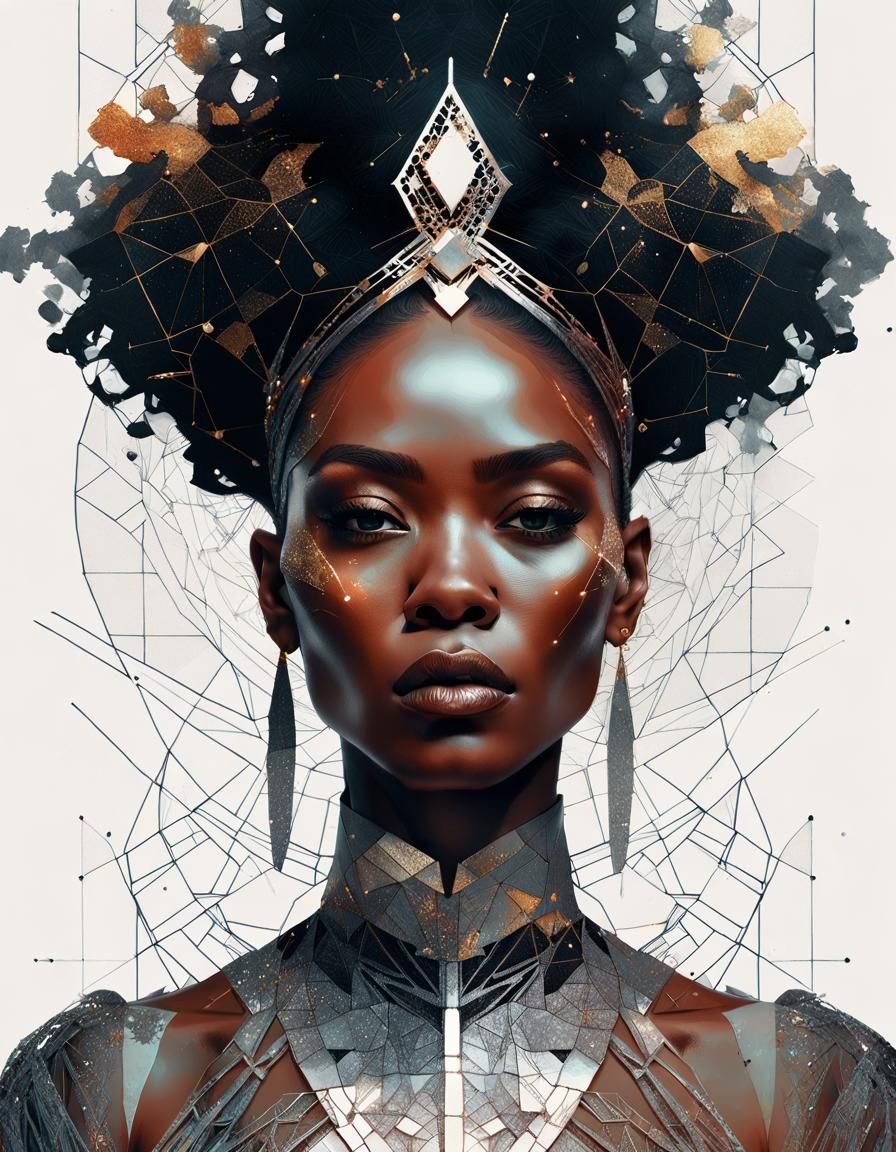 Gorgeous BIPOC Queen Portrait with Shiny Aura