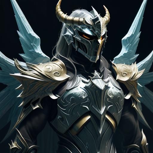 Angel Knight in Gold Armor with Crystal Wings