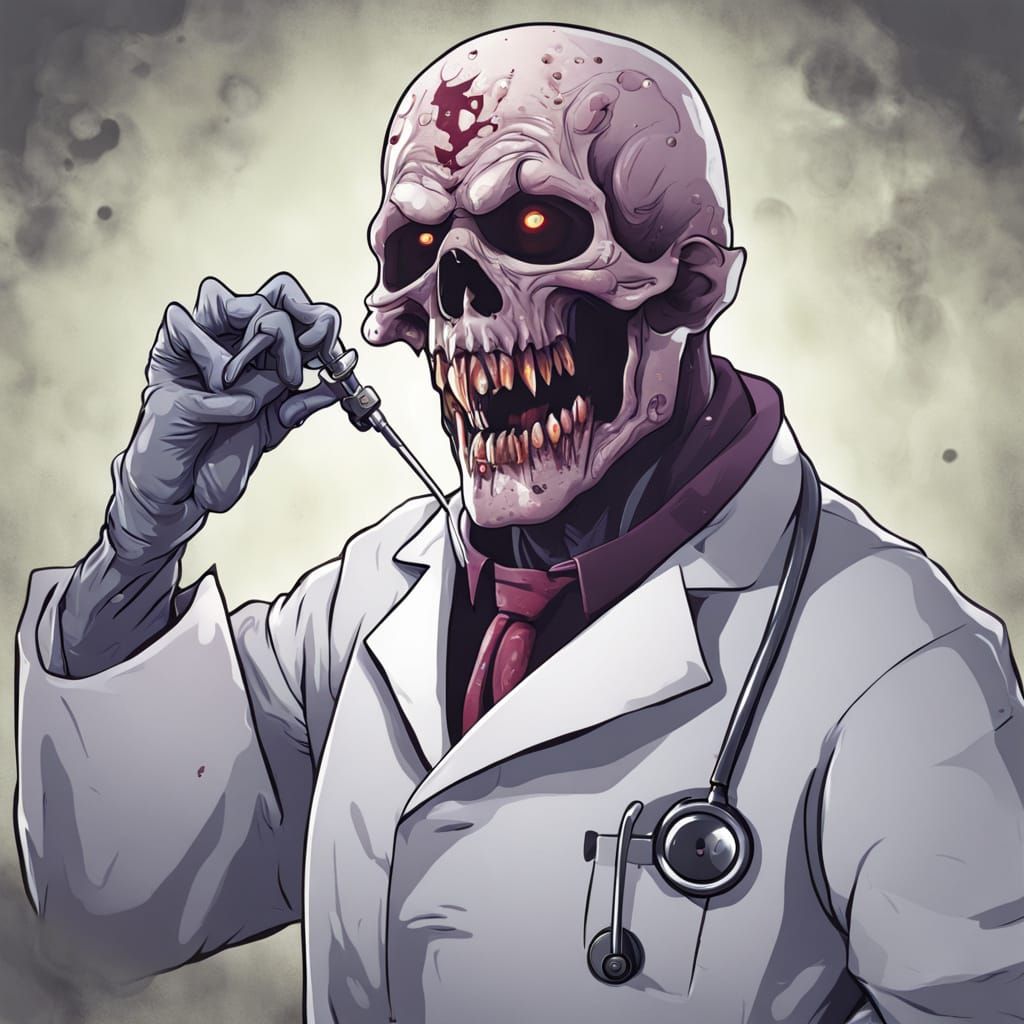 Dark Fantasy Ghoul Doctor in a Haunted Medical Setting