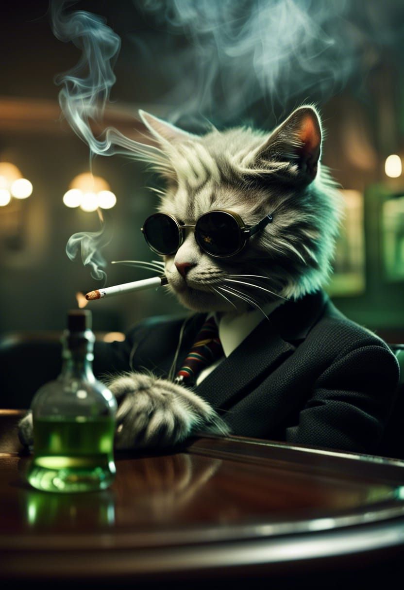 Punk Cat at the club lounge