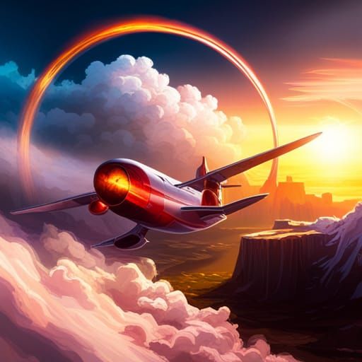 Winged Aircraft Ignites the Sky: Fantasy Concept Art
