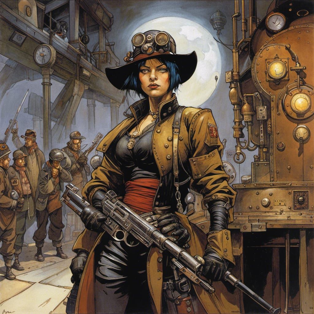 Steampunk Outlaw Artwork in Graphic Novel Style