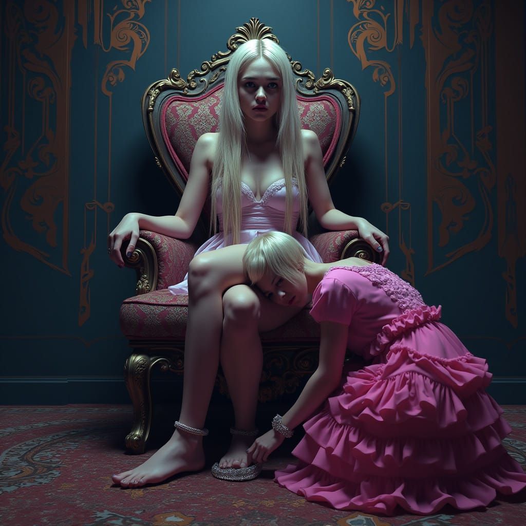 Intense Portraiture of Taylor Momsen with Submissive Figure